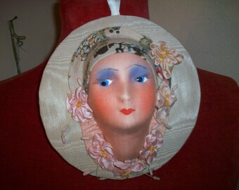 Breathtaking antique authentic ribbon work doll 1920