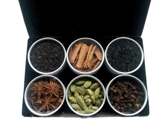CHAI TEA KIT, sister friend gift, for her, Indian tea kit, tea sampler, foodie gift, tea lover, black tea, organic tea, gift box, tea bags
