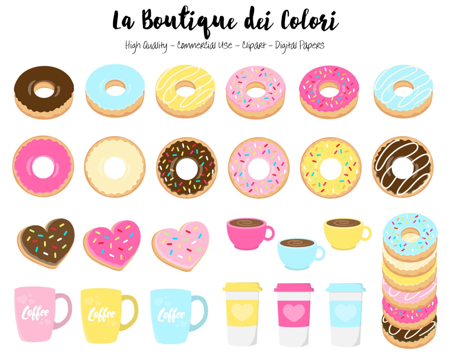 60 doughnut clipart cute digital illustrations png donuts