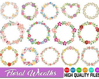 Floral wreath SVG - Floral frames SVG - Laurel wreath SVG - Floral circle svg - Floral ornament svg - Wedding decoration - Flowers svg