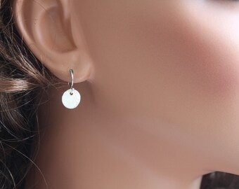 Silver Disc Earrings - Simple Earrings - Dot Earrings - Celebrity Inspired - Dangle Earrings - Everyday Earrings - Drop Earrings