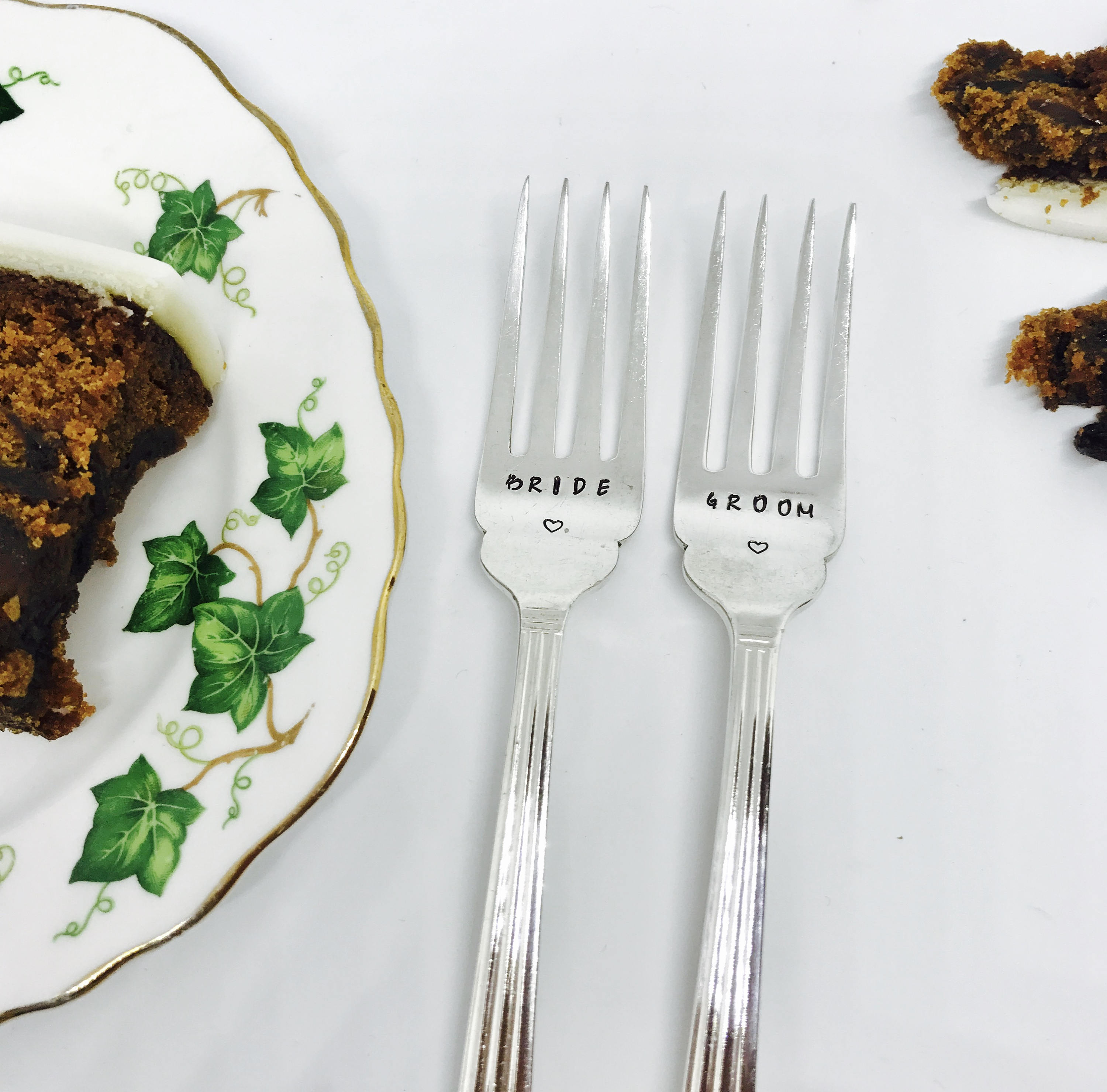 Wedding Cake Fork Set Bride and Groom Gift Idea Unique