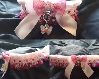 Pink ruffle lace collar