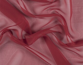Red Wide Silk Chiffon, Fabric By The Yard