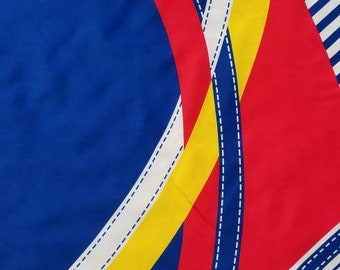 Colorful vintage mod geometric scarf, Virginia Slims, 34x36