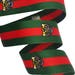 Green Red Striped Ribbon Trim with Embroidered Tiger, Grosgrain Striped Fashion Trim