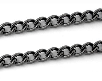 Gunmetal Curb Chain - 32 Feet - 4mm x 3mm - FD183