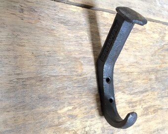 Rustic Cast Iron Railway Spike Hook, Railroad Spike Coat Hook