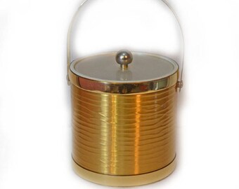 60s Ice Bucket Gold Bar Ware Barware