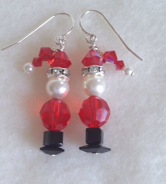 Items similar to Santa Earrings . Handmade . Christmas Earrings . Santa Claus Earrings