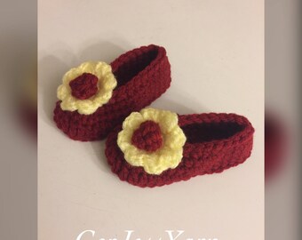 Baby Mary Jane | Burgundy | Yellow