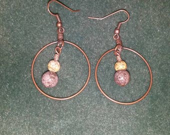Stone amd hoop earrings