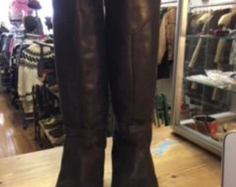 FRYE woman's leather riding boots brown made in spain size 8
