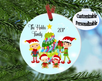 Personalized Family Christmas Ornament, Custom ornament, Personalized Ornament, Children's ornament, Family of 4, Create your own ornament