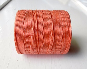 Coral Reef 7 ply Irish waxed linen cord (10 yards) - salmon Irish waxed linen, Irish waxed linen thread, uk thick irish linen cord