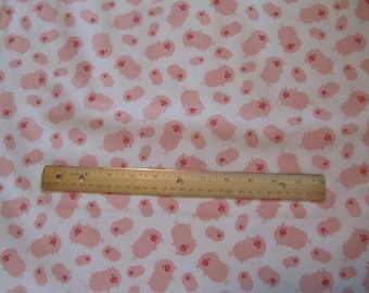 White with Pink Pigs Cotton Fabric by the Yard