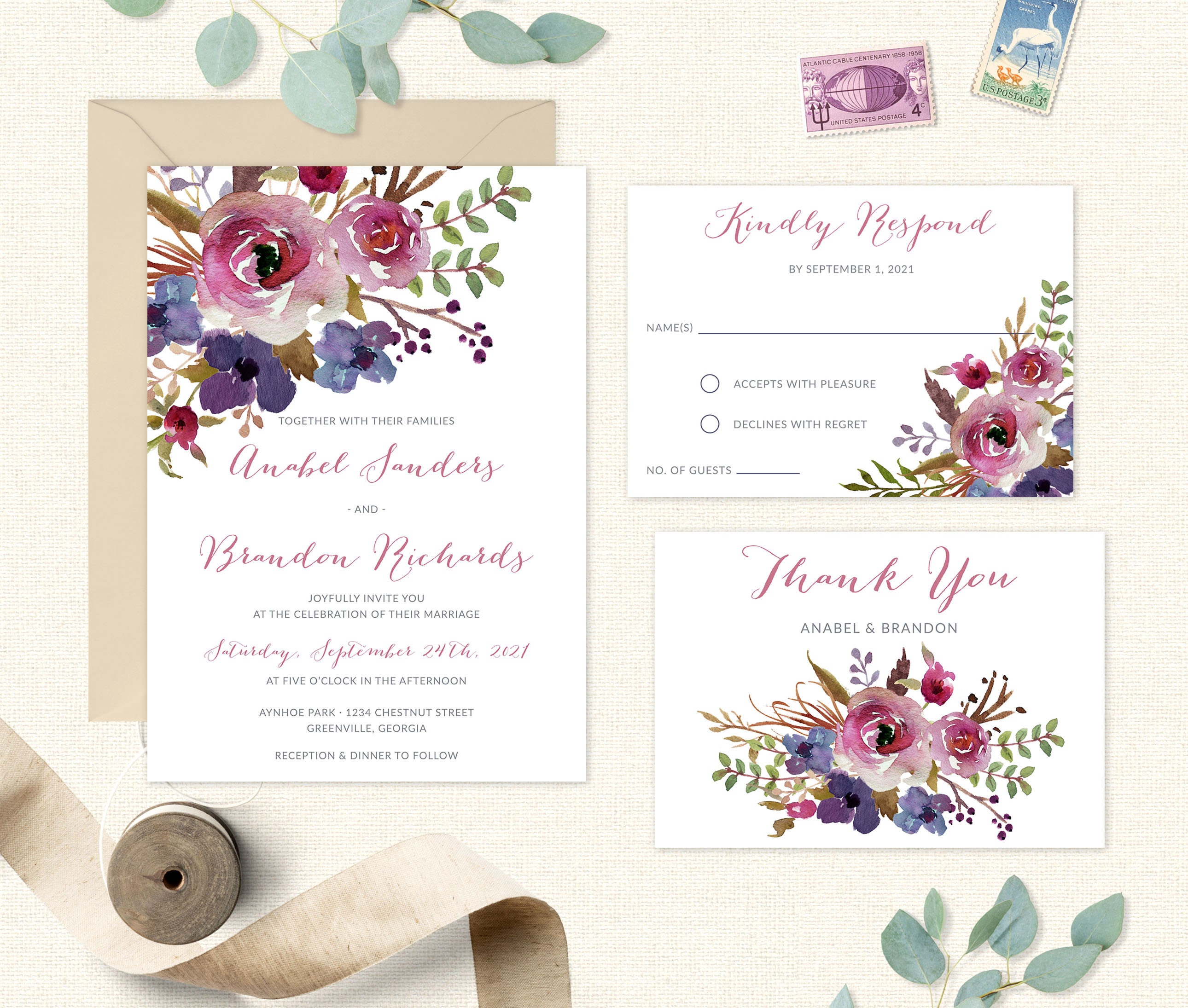  Invitation  de mariage  floral Faire part de mariage 