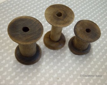Vintage Style Wooden Spool - Bobbin - Stained - Small Medium Large - Craft Thread Ribbon Storage Display