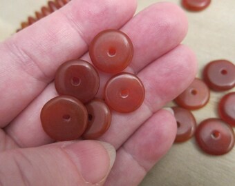 12x2mm to 15x3mm, Antique, Yellow Jade Rondelles - Available Individually, in Pairs and in Larger Pkgs - See Description for more Details