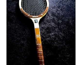 Vintage Chris Evert Wilson Wood Tennis Racquet Leather Grip 4 1/2 L Ex.