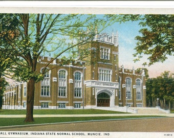 Ball State University Gymnasium Muncie Indiana 1938 postcard