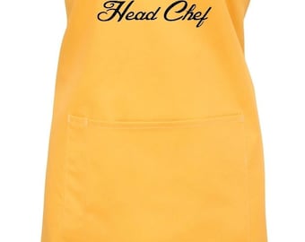 Personalised Head Chef Name Apron With Pocket Gift Present Cooking Baking Christmas