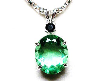 Topaz, green topaz, green topaz pendant, topaz accent pendant, birthstone pendant, green black, "Mint Chocolate Chip"