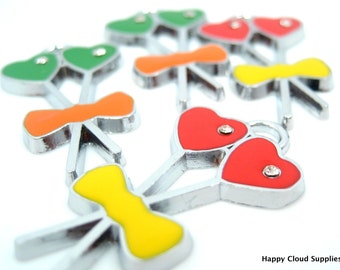 Destash Sale... Heart-shaped Lollipop Enamel Charms... 4pcs