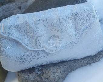 White Damask Clutch, Formal Clutch, Bridal Clutch