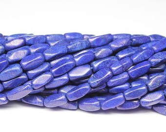 10 Strands Lapis Luzuli Rectangle Smooth Cube Nugget Bead Strand 13" 10mm 15mm - Jewelry Making