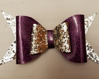 Regal Purple & Silver Double Stack Bow