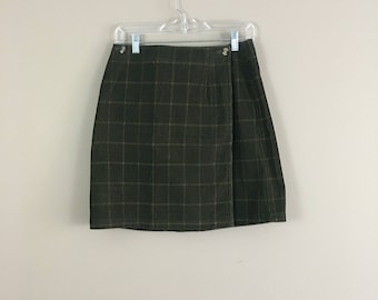 90's Plaid Corduroy Wrap Skirt