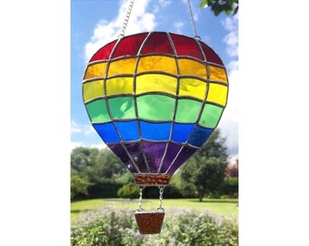 Handmade Stained glass Hot air balloon suncatcher decoration