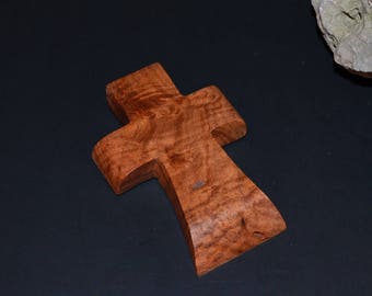 Wooden Wall Cross; 3.5"x5"x1"; Small Wood Cross; Wall Cross Decor; Crooked Cross; Mesquite; Handmade; Free Ground Shipping cc5-8030118