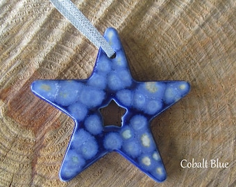 Handmade Pottery Ornament Star with cut-out