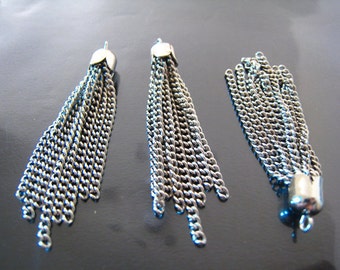 Finding - 8 pcs of Silver Plated Tassel Charms ( 44mm in length )