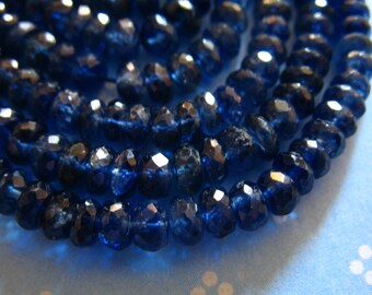 5-100 pcs, KYANITE Beads Rondelles, Luxe AA/AAA, 3-4 or 4-5 mm, Finest Kashmir Sapphire Blue, bridal brides solo