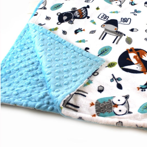 Woodland Baby Lovey, Mini Personalized Baby Blanket, Boy Lovey Woodland Minky Baby Blanket, Fox Lovey, Baby shower gift, Newborn Baby Lovey