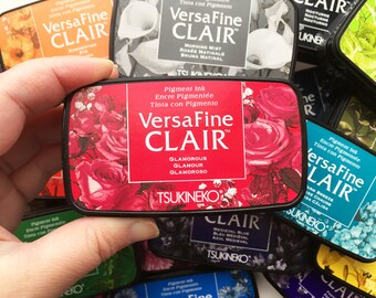 versafine clair ink pad | tsukineko rubber stamp pad | fast drying oil based acid free pigment ink | detailed stamping for uncoated paper
