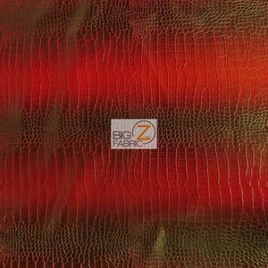 Dragon Gator Upholstery Vinyl Fabric - FIERY RED - By Yard Embossed Crocodile 2 Tone Faux Fake Leather