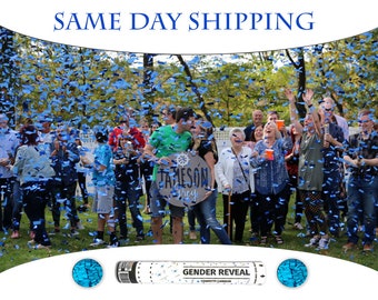 2 12 inch Confetti Cannons Ships same day - 12 Inch Confetti Cannon Gender Reveal Confetti Cannons On Sale - Blue Boy