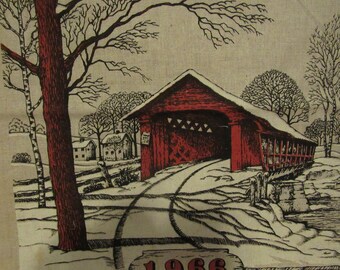 Vintage 1966 Linen Wall Calendar Towel