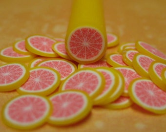 Polymer clay cane fruit pink grapefruit 1pcs for miniature foods decoden and nail art supplies