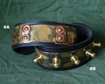 SCKLeather Handmade Patinated Brass Copper Riveted Bracelets set in Veg Tan leather.