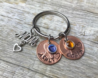 Mothers Day Gift, Personalized Keychain, Mom Gift, Mom Birthday Gift, Mom Penny Keychain, Customized Mom Keychain, Gift For Mom, Mother