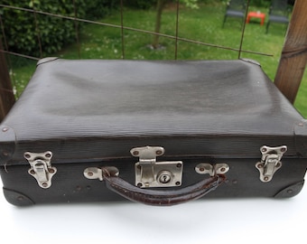 Vintage 30s black cardboard suitcase