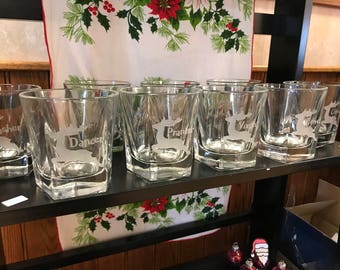 Santa's Reindeer On the Rocks Glasses - etched
