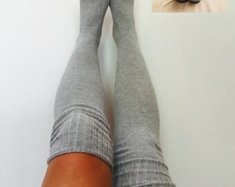 Womens Thigh High Socks Gold Heart Over Knee Leg Warmer Socks
