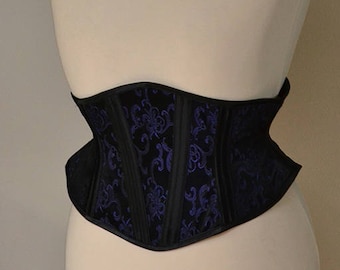 Purple brocade underbust corset waspie with steel boning 30 inch