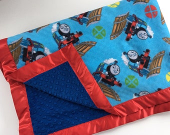 Personalized Thomas the Train Blanket Minky blanket child train blanket toddler blanket baby boy Thomas blanket train gift Thomas gift